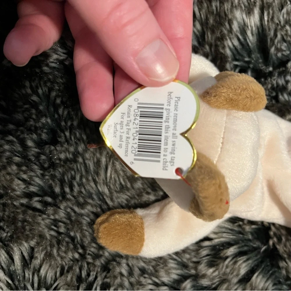 Ty Snip Cream and Brown Beanie Baby Cat Plush Toy